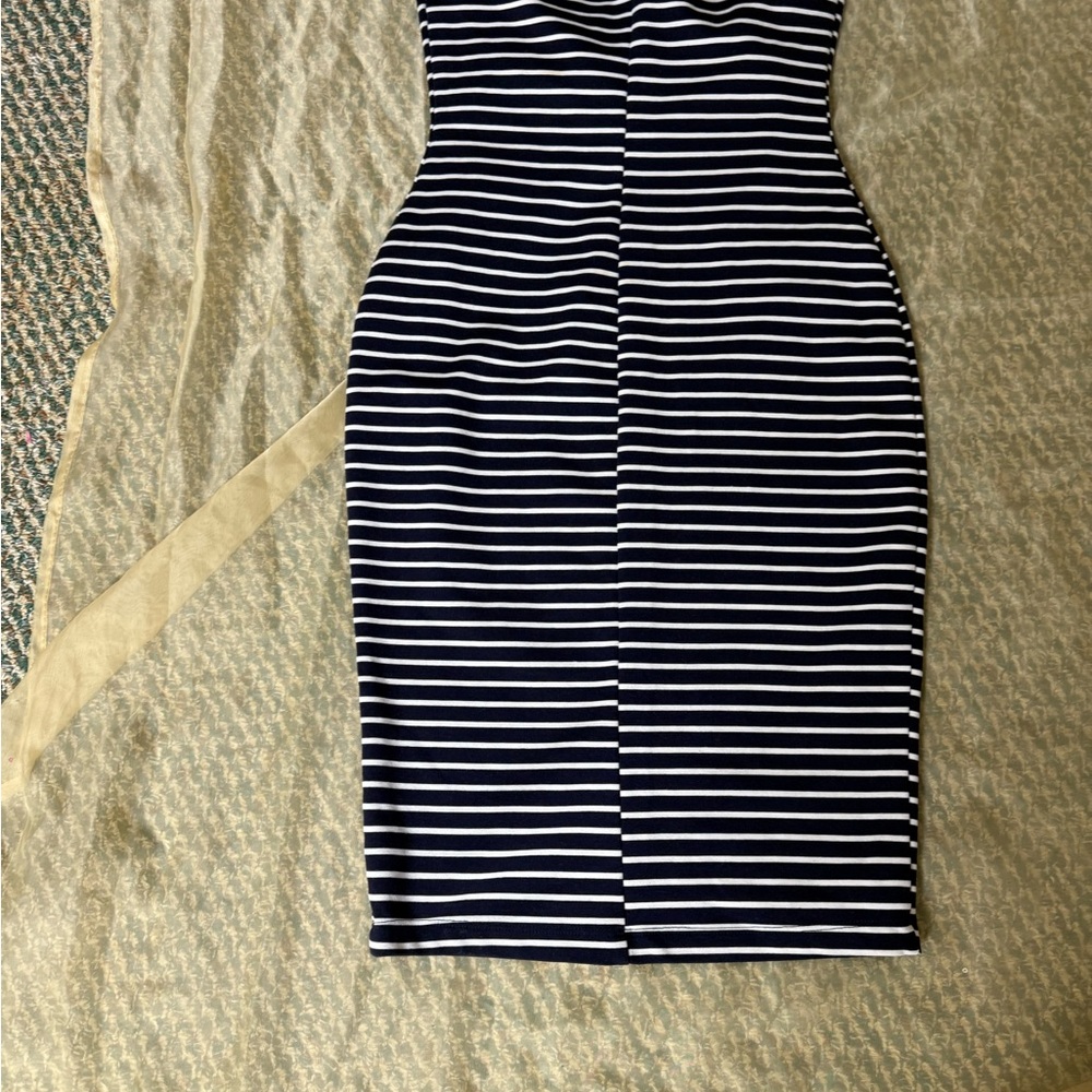 Striped Navy and White Dress